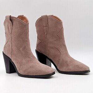 Jeffrey Campbell Jument Rose Suede Western Cowgirl Square Boots